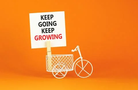 Keep going and growing symbol. Concept words phrase Keep going keep growing.. Foto stock