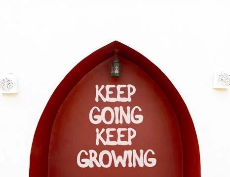 Keep going and growing symbol. Concept words phrase Keep going keep growing.. Foto stock