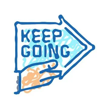 Keep going arrow succes challenge icon doodle illustration Stock Illustration