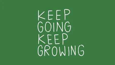 Keep Going Keep Growing Quote Hand-Drawn 2D Animation on Green Screen Stock Footage 333522842
