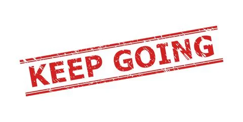 KEEP GOING Seal with Distress Texture and Double Parallel Lines Stock Illustration
