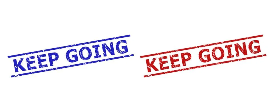 KEEP GOING Stamps with Unclean Surface and Parallel Lines Stock Illustration