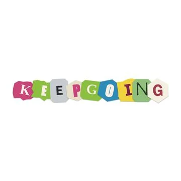 Keep going text made of colorful paper cutout letters Stock Photos