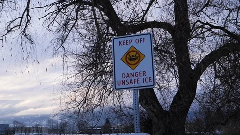 Keep off ice sign Video stock 122229724