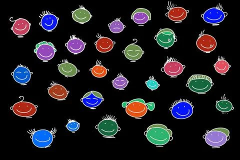 Keep icons smiley  ,stylized comic book style humorist drawings Stock Illustration