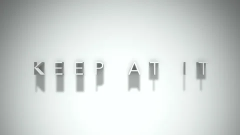Keep at it 3D title animation with shadows on a white background Stock Footage 297389076
