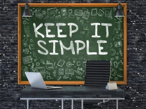 Keep it Simple on Chalkboard with Doodle Icons Stock Illustration