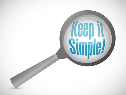 Keep it simple magnify glass sign illustration Stock Illustration