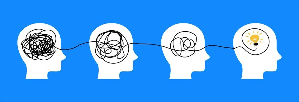 Keep it simple, Psychotherapy Concept, brainstorming and mental problem sol.. Stock Illustration