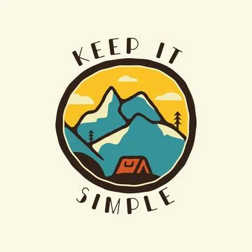 Keep it simple sticker design. Travel hand drawn logo emblem. State park label Illustrazione stock
