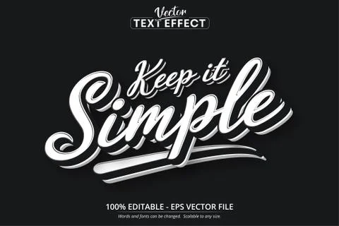 Keep it simple text, minimalistic style editable text effect Stock Illustration