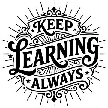 Keep Learning Always Typographic Quote Design for Education and Personal Grow 스톡 일러스트