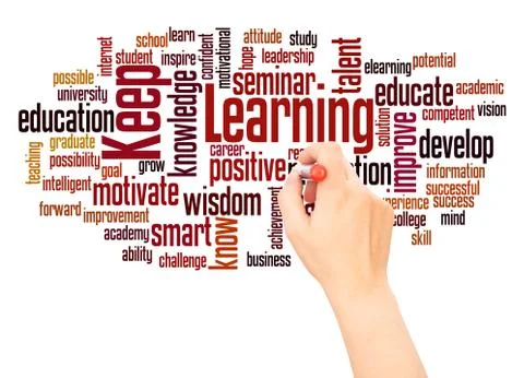 Keep Learning word cloud hand writing concept Stock Photos