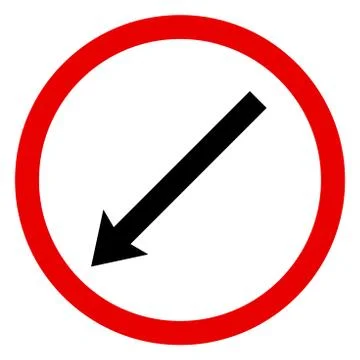 Keep left road sign vector. Traffic symbol. Red circle background. Stock Illustration