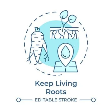 Keep living roots soft blue concept icon Stock Illustration