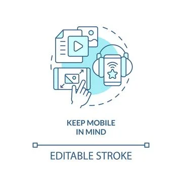 Keep mobile in mind turquoise concept icon Stock Illustration