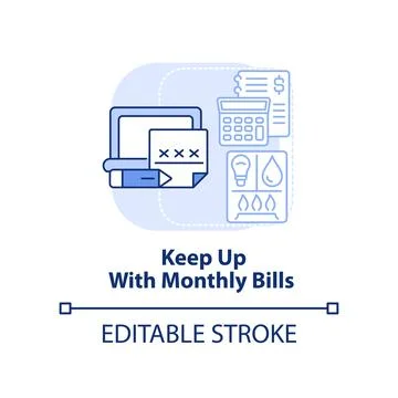 Keep up with monthly bills light blue concept icon Stock-Illustration