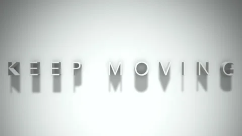 Keep Moving 3D title animation with shadows on a white background Stock Footage 296624278