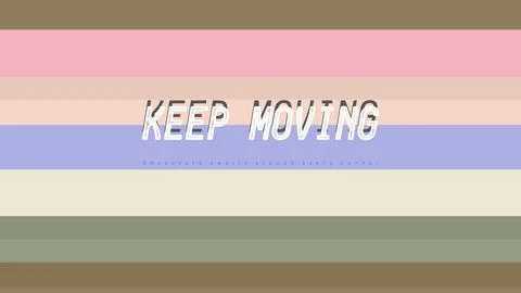 KEEP MOVING decorative word art mask with dimensional cube tile field pattern Ilustración de archivo