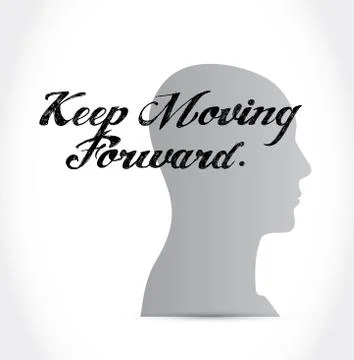 Keep moving forward thinking brain sign concept Stock Illustration