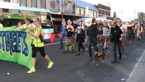Keep Newtown Weird and Safe protest Stock Footage 138242881