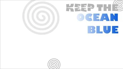 Keep the ocean blue typography banner with spiral patterns on white background Stock Illustration