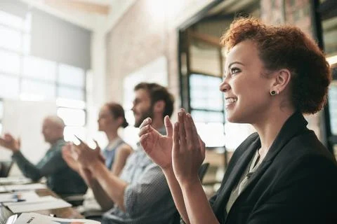 Keep an open mind to all ideas and comments shared. Shot of a team of Stock Photos