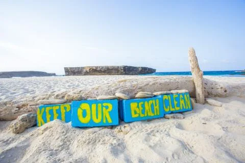 Keep our beach clean Stock Photos