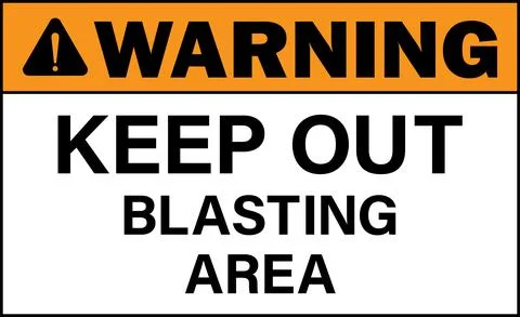 Keep out blasting area warning sign. Stock Illustration