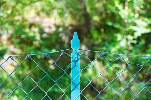 Keep Out - concept image - Wire mesh in the woods Stock Photos