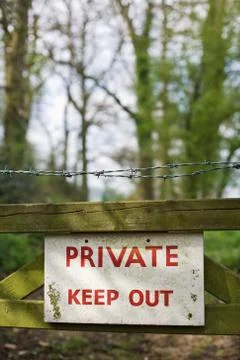 "Keep Out" Sign on Gate Stock Photos