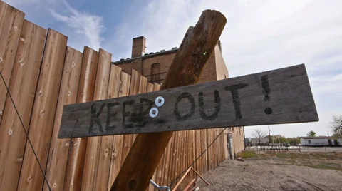 Keep Out Sign Hand Painted Private Property Framed Closer Stock Footage 37328154