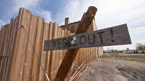 Keep Out Sign Hand Painted Private Property Wide Angle Stock Footage 37328208