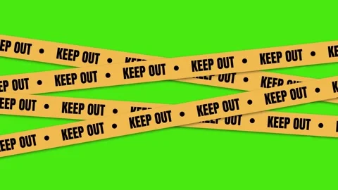 Keep out text with yellow caution tape intertwined animation Stock-Footage 333783681