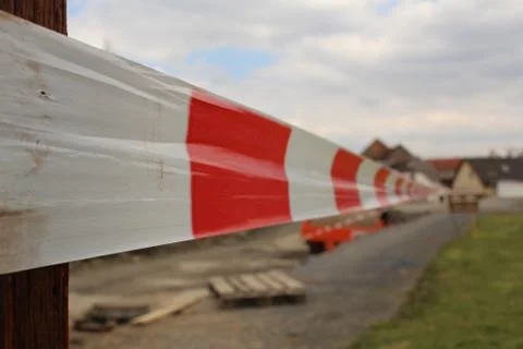 Keep out!Closure road - reconstruction Stock Photos