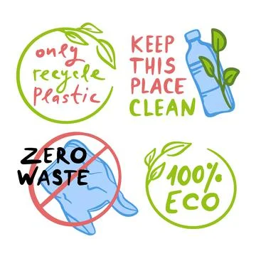 KEEP THIS PLACE CLEAN Eco Problem Vector Illustration Set Illustrazione stock