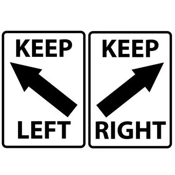 Keep right and left sign. Warning drivers to keep right and left symbol. Stock Illustration