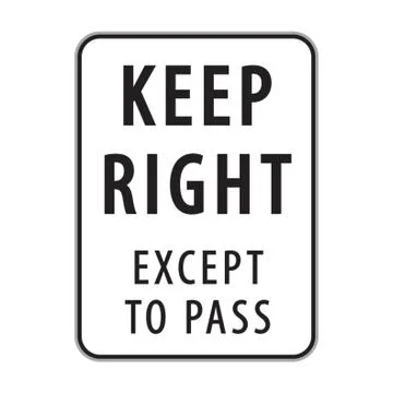 Keep Right Except To Pass Sign Illustrazione stock