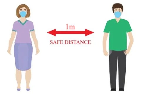 Keep safe distance 1 m. Coronavirus preventive measures. Vector illustration. イラスト素材