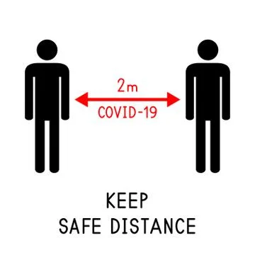 Keep safe distance. 2 meters. Covid-19. Stock-Illustration