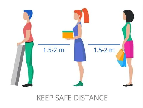 Keep Safe Distance concept, modern flat design vector illustration Illustrazione stock