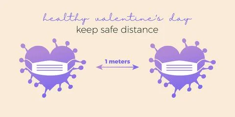 Keep a safe distance while celebrating Valentine's Day. Stock Illustration