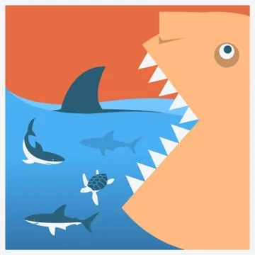 Keep sharks.vector symbol poster Stock Illustration