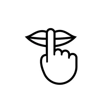Keep silence and be quiet lips and finger silent sign, vector icon 스톡 일러스트