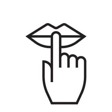 Keep silence and be quiet lips and finger silent sign, no noise vector icon Stock Illustration