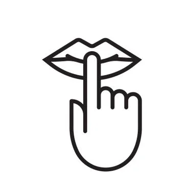 Keep silence and be quiet mouth lips and finger silent sign, no noise vector  Stock Illustration