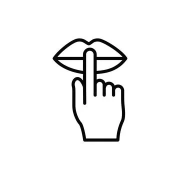 Keep silence and be quiet lips and finger silent sign, no noise vector icon Stock Illustration