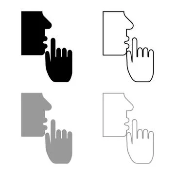 Keep silence concept Man shows index finger quietly Person closed his mouth S Illustrazione stock