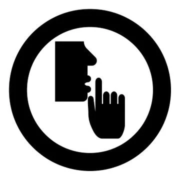 Keep silence concept Man shows index finger quietly Person closed his mouth S Stock Illustration