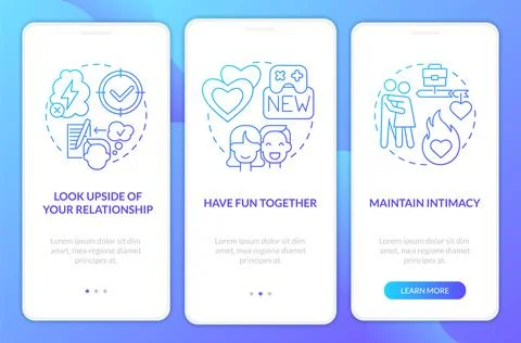 Keep spark alive in relationship blue gradient onboarding mobile app screen 스톡 일러스트